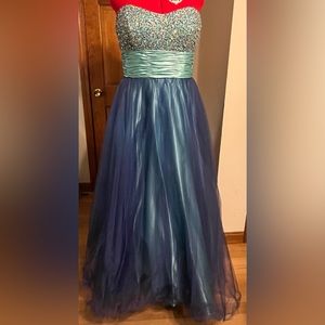 Blue Aqua Strapless Blush by Alexia Designs Prom Dress Size 16